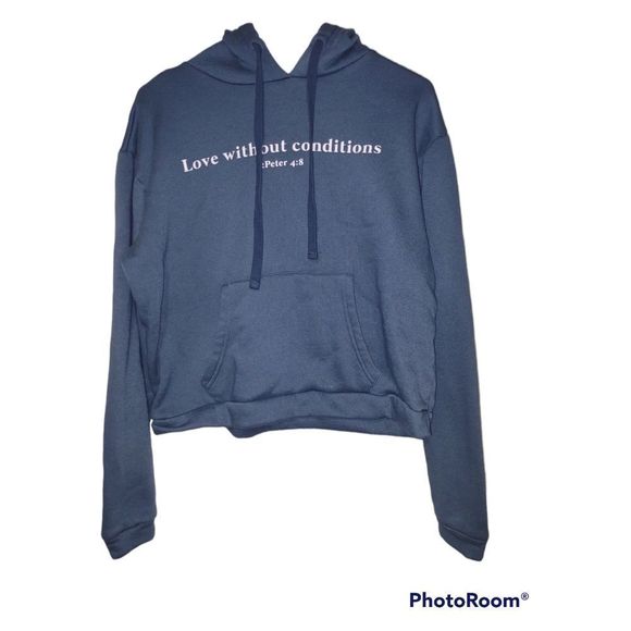 Urban Nation Cropped Navy Hoodie - Picture 1 of 4